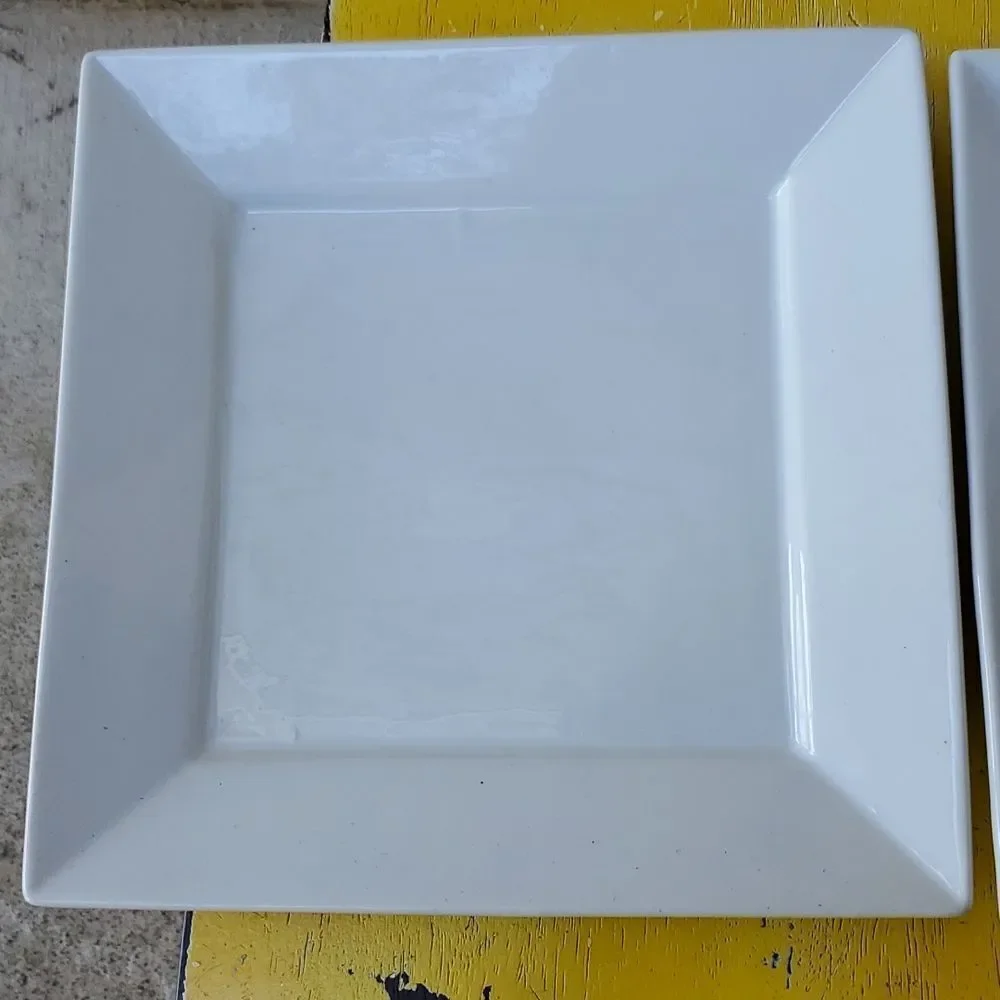 Palm Restaurant White Square Dinner Plate set of 2 9.75